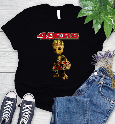 San Francisco 49ers NFL Football Groot Marvel Guardians Of The Galaxy Women's T-Shirt 2