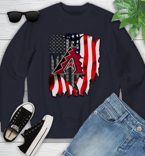 Arizona Diamondbacks MLB Baseball American Flag Youth Sweatshirt 2