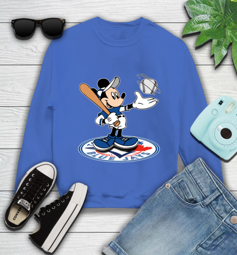 MLB Baseball Toronto Blue Jays Cheerful Mickey Disney Shirt Youth Sweatshirt 7