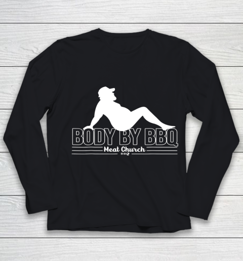 Mens Mens Funny Body By BBQ Vintage Meat Church Youth Long Sleeve