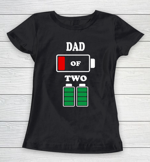 Dad of 2 Kids Funny Battery Father's Day Women's T-Shirt