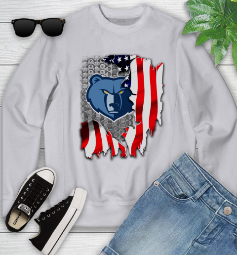 Memphis Grizzlies NBA Basketball American Flag Youth Sweatshirt 3
