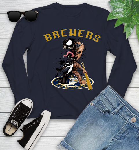 MLB Milwaukee Brewers Baseball Venom Groot Guardians Of The Galaxy Youth Long Sleeve 3