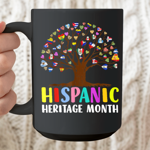 National Hispanic Heritage Month Hand Flag Tree Roots Latino Ceramic Mug 15oz