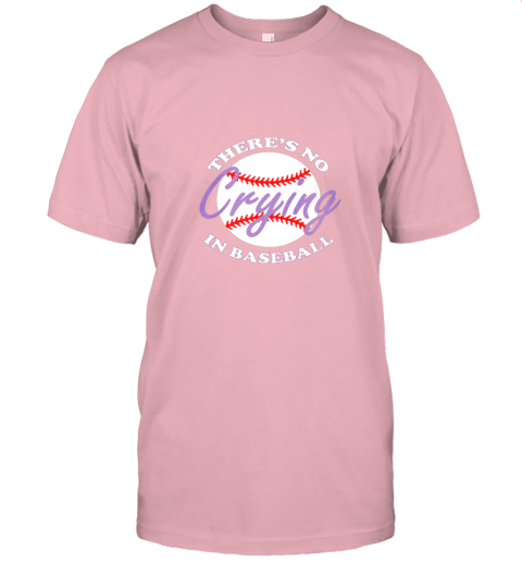 odx0 womens vintage there39 s no crying in baseball funny baseball sayings jersey t shirt 60 front pink