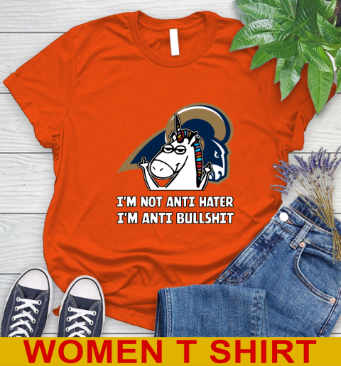 Los Angeles Rams NFL Football Unicorn I'm Not Anti Hater I'm Anti Bullshit Women's T-Shirt 4