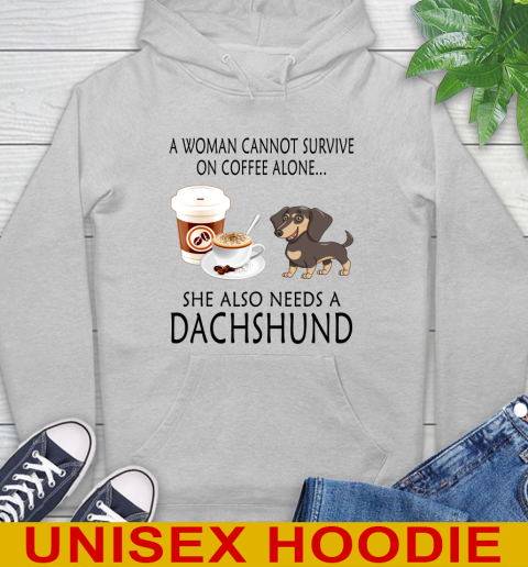 Women cannot survive on coffee alone she also need a DACHSHUND tshirt 16