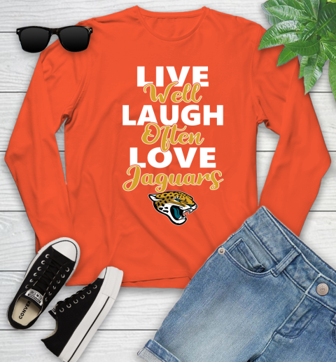 NFL Football Jacksonville Jaguars Live Well Laugh Often Love Shirt Youth Long Sleeve 3