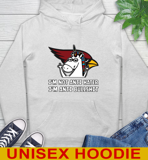 Arizona Cardinals NFL Football Unicorn I'm Not Anti Hater I'm Anti Bullshit Hoodie