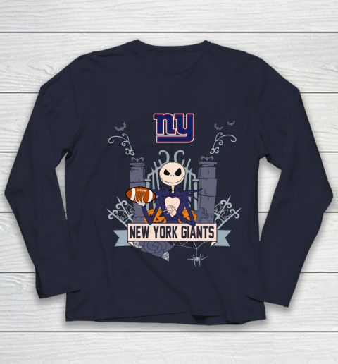 NFL New York Giants Football Jack Skellington Halloween Youth Long Sleeve 2