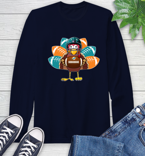 Miami Dolphins Turkey Thanksgiving Day Long Sleeve T-Shirt 4