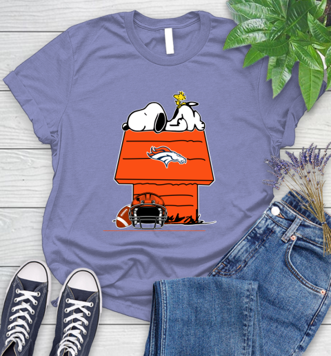 Denver Broncos NFL Football Snoopy Woodstock The Peanuts Movie Women's T-Shirt 11