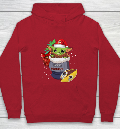 Washington Redskins Christmas Baby Yoda Star Wars Funny Happy NFL Youth Hoodie 9