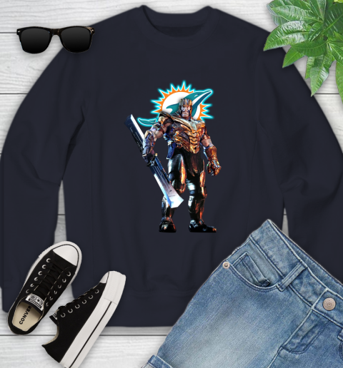 NFL Thanos Gauntlet Avengers Endgame Football Miami Dolphins Youth Sweatshirt 3