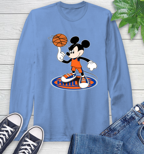 NBA Basketball New York Knicks Cheerful Mickey Disney Shirt Long Sleeve T-Shirt 12