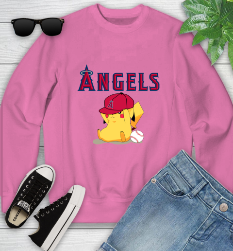 MLB Pikachu Baseball Sports Los Angeles Angels Youth Sweatshirt 7
