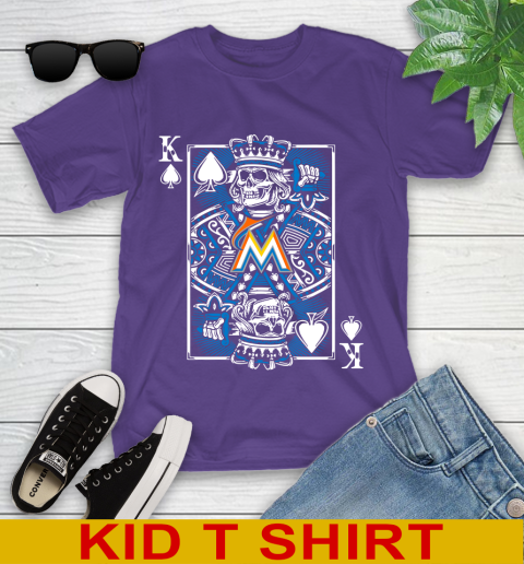 Miami Marlins MLB Baseball The King Of Spades Death Cards Shirt Youth T-Shirt 3