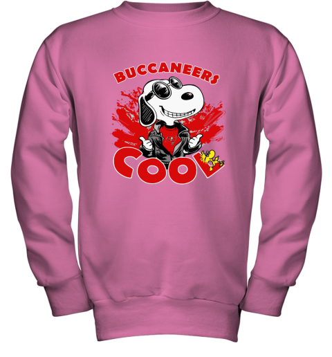 nlj0 tampa bay buccaneers snoopy joe cool were awesome shirt youth sweatshirt 47 front safety pink