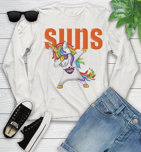 Phoenix Suns NBA Basketball Funny Unicorn Dabbing Sports Youth Long Sleeve 12