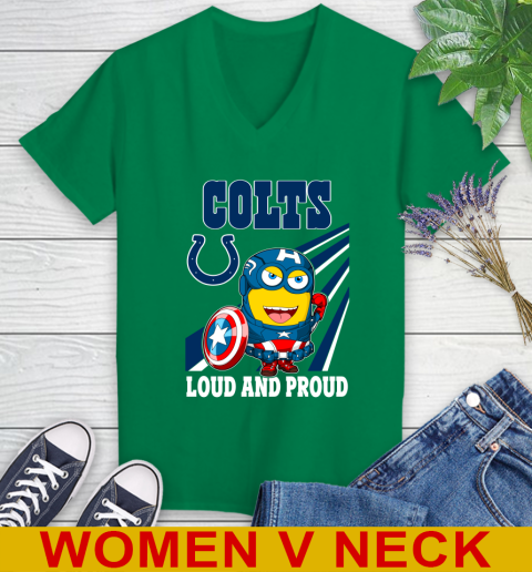 NFL Football Indianapolis Colts Captain America Marvel Avengers Minion Shirt Women's V-Neck T-Shirt 5