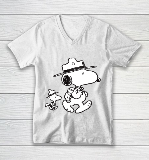 Funny Snoopy Woodstock Camping V-Neck T-Shirt