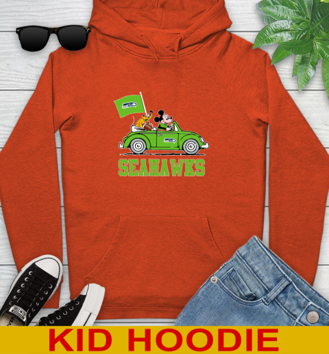 NFL Football Seattle Seahawks Pluto Mickey Driving Disney Shirt Youth Hoodie 5