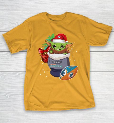 Miami Dolphins Christmas Baby Yoda Star Wars Funny Happy NFL T-Shirt 4