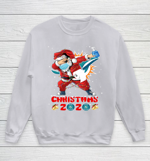 Miami Dolphins Funny Santa Claus Dabbing Christmas 2020 NFL Youth Sweatshirt 3