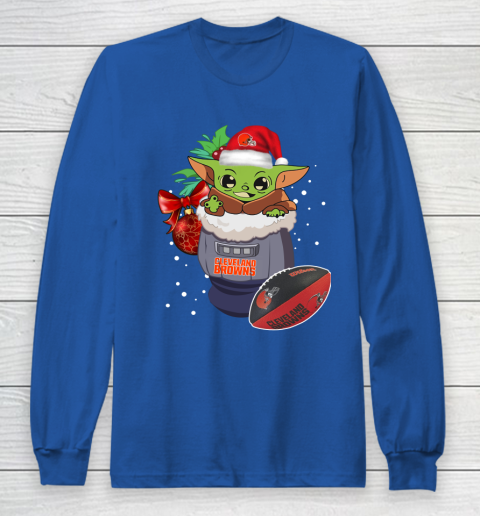 Cleveland Browns Christmas Baby Yoda Star Wars Funny Happy NFL Long Sleeve T-Shirt 9