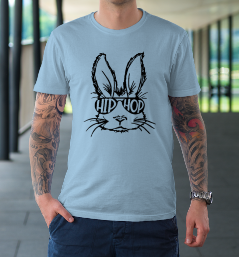 Hip Hop Bunny Face With Sunglasses Easter Day T Shirt Tee For Sports