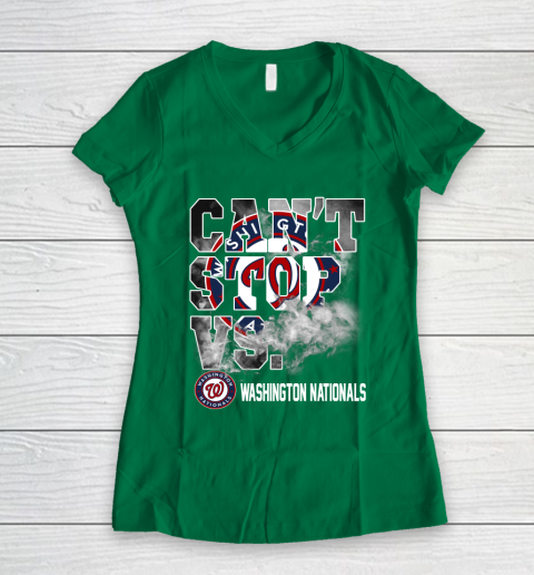 MLB Washington Nationals Baseball Can't Stop Vs Nationals Women's V-Neck T-Shirt 3