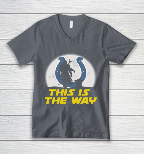 Indianapolis Colts NFL Football Star Wars Yoda And Mandalorian This Is The Way V-Neck T-Shirt 4
