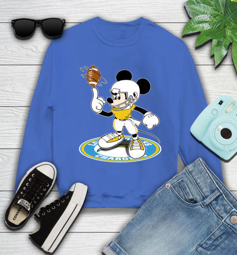 NFL Football Los Angeles Chargers Cheerful Mickey Disney Shirt Youth Sweatshirt 7