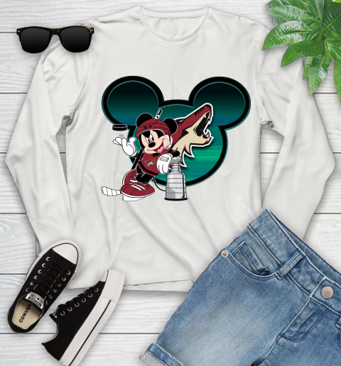 NHL Arizona Coyotes Stanley Cup Mickey Mouse Disney Hockey T Shirt Youth Long Sleeve 12