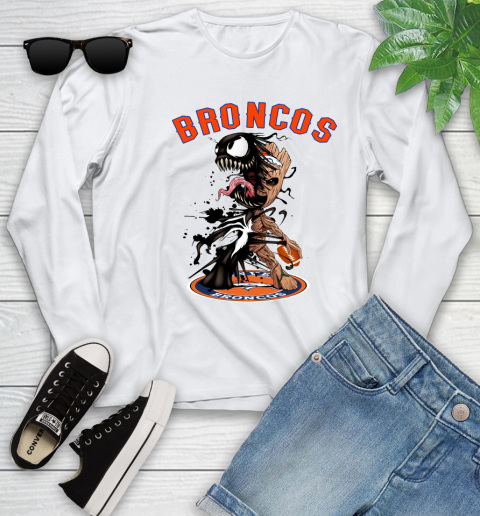 NFL Denver Broncos Football Venom Groot Guardians Of The Galaxy Youth Long Sleeve