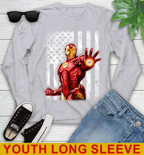 Oklahoma City Thunder NBA Basketball Iron Man Avengers American Flag Shirt Youth Long Sleeve 5