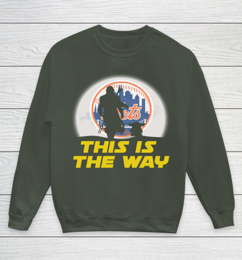New York Mets MLB Baseball Star Wars Yoda And Mandalorian This Is The Way Youth Sweatshirt 8