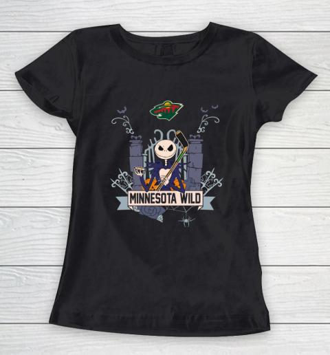NHL Minnesota Wild Hockey Jack Skellington Halloween Women's T-Shirt