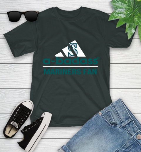 MLB A Badass Seattle Mariners Fan Adidas Baseball Sports Youth T-Shirt 6