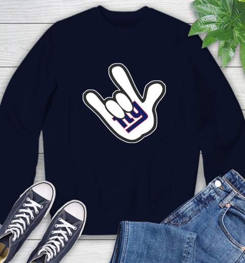 New York Giants NFL Football Mickey Rock Hand Disney Sweatshirt 3
