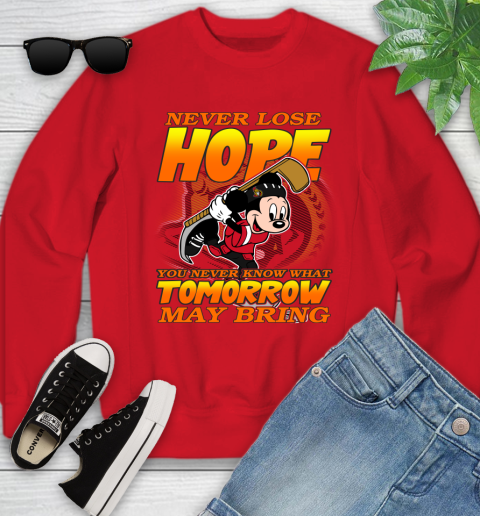 Ottawa Senators NHL Hockey ootball Mickey Disney Never Lose Hope Youth Sweatshirt - Image 9