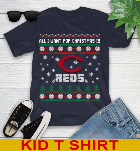 MLB All I Want For Christmas Is Cincinnati Reds Baseball Sports 98