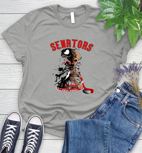 NHL Ottawa Senators Hockey Venom Groot Guardians Of The Galaxy Women's T-Shirt 10