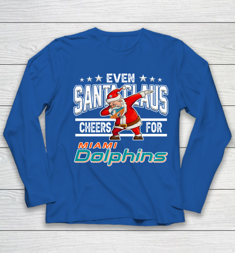 Miami Dolphins Even Santa Claus Cheers For Christmas NFL Youth Long Sleeve 7