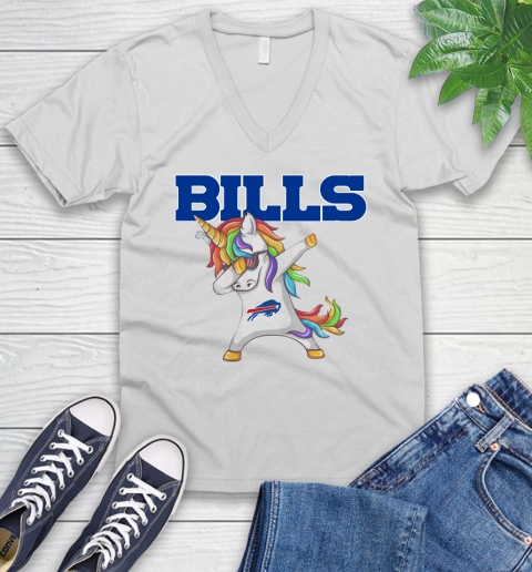 Buffalo Bills NFL Football Funny Unicorn Dabbing Sports V-Neck T-Shirt