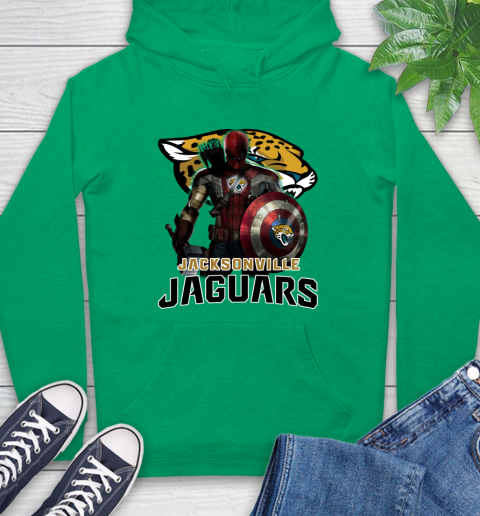 NFL Captain America Thor Spider Man Hawkeye Avengers Endgame Football Jacksonville Jaguars Hoodie 8