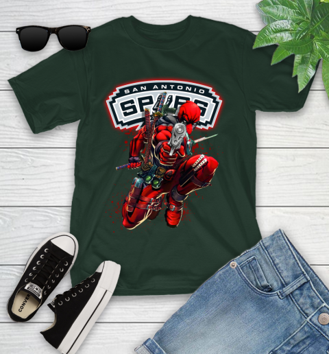 NBA Deadpool Marvel Comics Sports Basketball San Antonio Spurs Youth T-Shirt 5