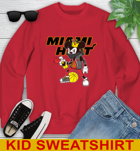 Miami Heat NBA Basketball Mickey Peace Sign Sports Youth Sweatshirt 8