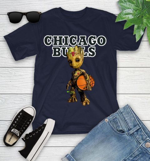 Chicago Bulls NBA Basketball Groot Marvel Guardians Of The Galaxy Youth T-Shirt 3