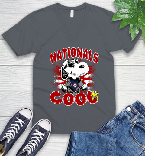 MLB Baseball Washington Nationals Cool Snoopy Shirt V-Neck T-Shirt 4